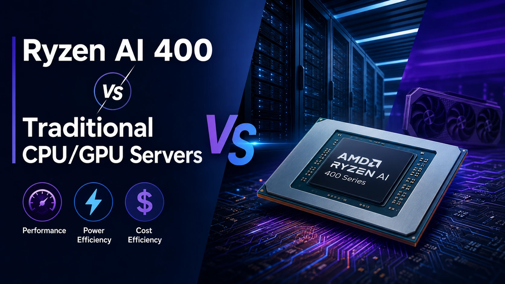 Ryzen AI 400 vs Traditional CPU/GPU Servers: Performance, Power & Cost